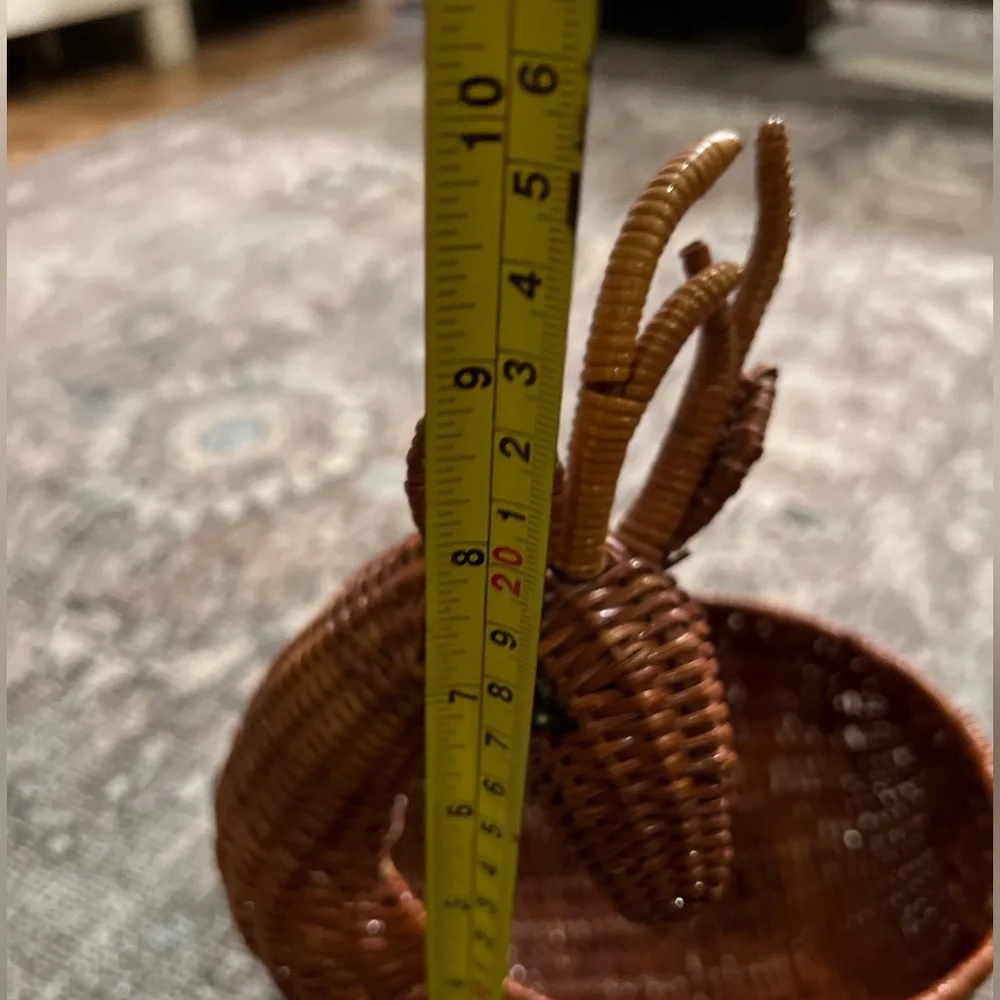 Vintage Deer Reindeer Basket - Brown Cottage Basket - Woodland Animal Wicker